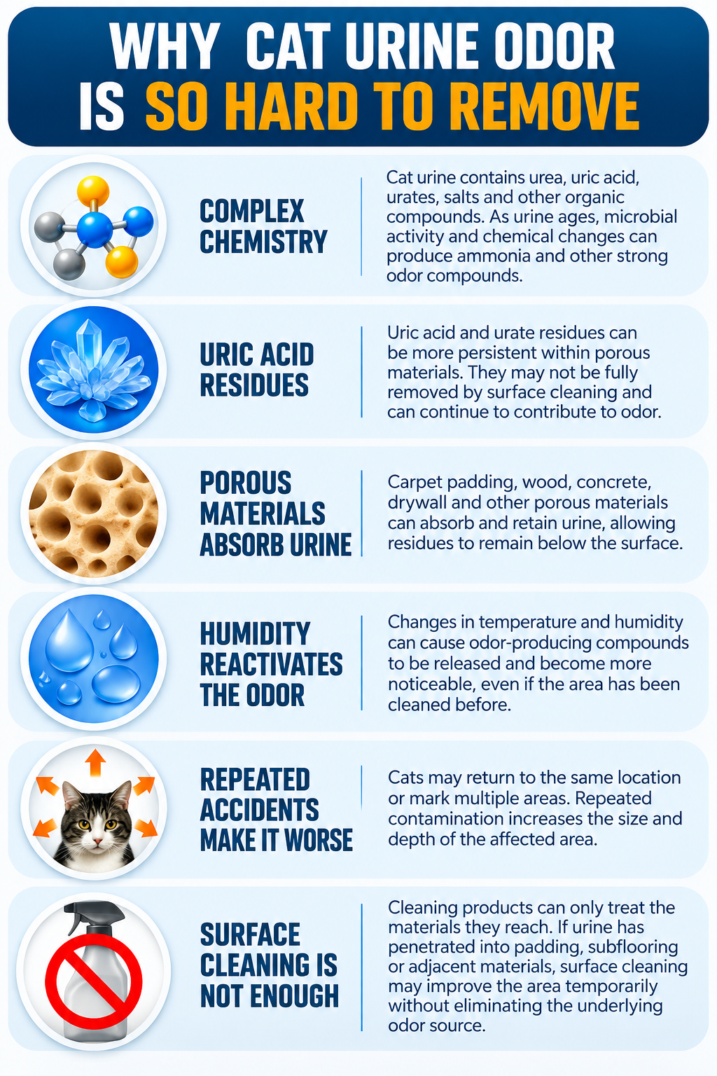 infograph displaying why cat urine is so difficult to eliminate
