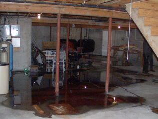 Backed-Up Sewage sewage water backs up and floods a basement