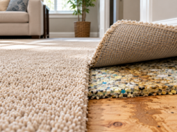Cross section image of a carpet and the layers that pet urine can go down through showing how hard it is to get odor out of carpeting.