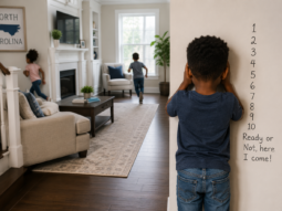 featured image Children playing hide and seek in a suburban home in north carolina.
